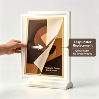 Boîte lumineuse publicitaire LED double face rechargeable sans fil, à placement libre, avec cadre magnétique interchangeable pour affichage de menu de table de café