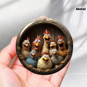 Aimant de réfrigérateur circulaire plat <span class=keywords><strong>2D</strong></span> avec un design de poussin souriant mignon - Product Image 5