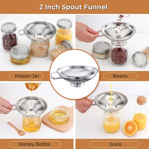 2 PCS Silicone Funil Aço Inoxidável Dispensação Líquida Cozinhar Funis com Filtro Suco Enchimento Funis - Product Image 4