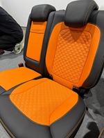 Housses de siège avant de voiture en cuir, toutes saisons, style luxueux, protection, couleur orange et noir