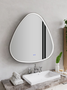 Espejo de Baño LED de Forma Irregular con Marco Blanco, Interruptor Táctil, Diseño Moderno, Clasificación IP44, para Montar en la Pared - Product Image 5