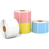 Rouleaux d'étiquettes adhésives 50x25mm en papier thermique, imperméables, autocollants pour étiquettes de prix de détail, FSC CE, impression de logo personnalisée, faible MOQ