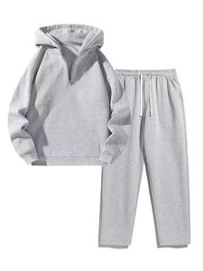 Completo Sportivo Casual da Uomo e Donna, Felpa con Cappuccio e Mezza Zip, Pantaloni a Gamba Larga, Abbigliamento Autunnale Hip Hop, Vendita all'Ingrosso - Product Image 1