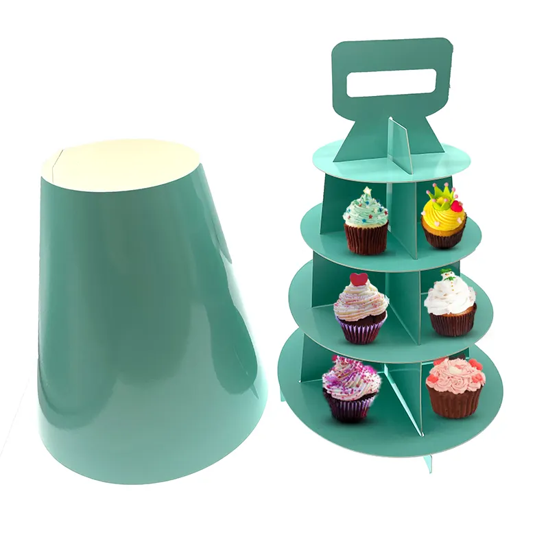 Customized color decorative folding cake danishes pastries display stand tower with cone cover