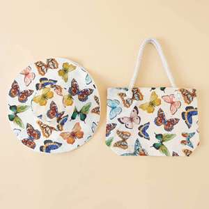 Ensemble Sac en Toile et Chapeau de Plage Deux Pièces Style Européen et Américain, Design Sportif et Ludique, Respirant, Confortable, Réglable, Unisexe - Product Image 4