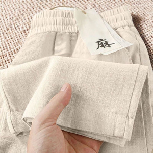 <span class=keywords><strong>Pantaloni</strong></span> Larghi in <span class=keywords><strong>Lino</strong></span> Cotone-Poliestere da <span class=keywords><strong>Donna</strong></span>, Collezione Estate 2026, Sottili, Vita Alta, Modellanti, Antipiega, con Caduta Morbida, Casual - Product Image 1