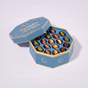 Boîte Cadeau en Chocolat Octogonale Ramadan Kareem avec Couvercle, Design en Feuille d'Or, Emballage Rigide Haut de Gamme - Product Image 2