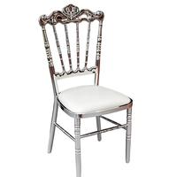Chaise de mariage Chiavari en aluminium blanc/doré, empilable, portable, pour salon, entrée, hôtel, salles de banquet – Offre spéciale, durable et abordable