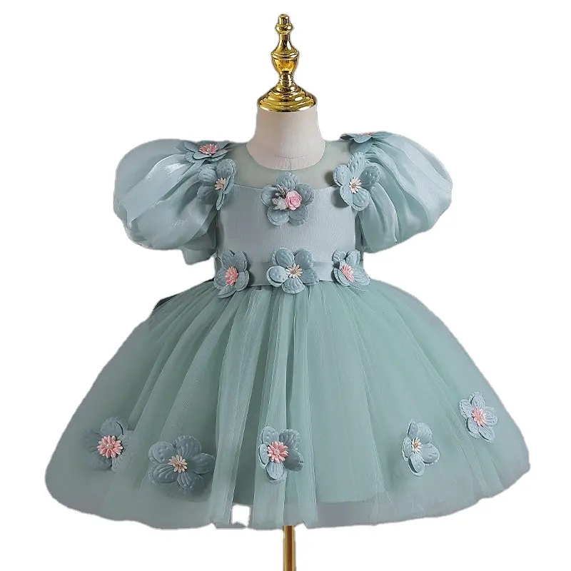 Hot sale new wholesale baby gown cotton flower casual girls dresses birthday party dress 8 years girl clothing