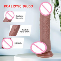 Godemiché réaliste en silicone liquide super doux de 7,5 pouces avec ventouse pour masturbation féminine, jouet sexuel pour femmes