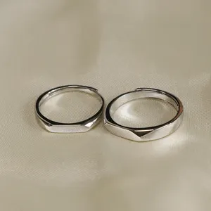 Wholesale Jewelry Custom Luxury Adjustable 925 Sterling Silver Rings For Couple