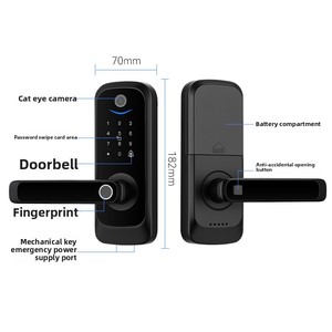 Serrure intelligente en alliage d'aluminium noir argenté, étanche, avec empreinte digitale, clé biométrique, déverrouillage par Wi-Fi/application, contrôle Tuya TTlock Cloud pour porte en bois - Product Image 6