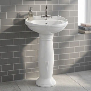 Nouveau lavabo décoratif en céramique moderne avec piédestal, à poser au sol, style européen - Product Image 5