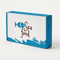 Boîtes à fruits de mer en carton ondulé bleu clair avec logo personnalisé, étanches, de qualité alimentaire, pour la livraison à emporter, vente en gros