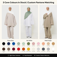 Ensemble de vêtements de sport modestes pour femmes, vêtements de détente islamiques, tunique hijab, pantalon large, séchage rapide, fabricant OEM