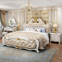 Muebles de Dormitorio Clásicos y Económicos, Estilo Europeo Moderno Minimalista, Cama de Madera Maciza de Lujo con Respaldo Suave y Almacenamiento