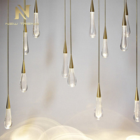 Creative design cob led en aluminium cristal pendentif lumière soutien personnalisé lustre