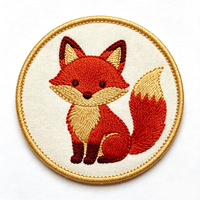 Écussons brodés thermocollants 3D Fox, usine OEM ODM, badges en tissu écologiques, chapeaux, design personnalisé, cœur, logo personnalisé de haute qualité