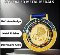 Médaille de badminton personnalisée pas chère |   Médaille de tournoi multi-balles plaquée or émaillée, vente en gros d'usine, avec logo personnalisé