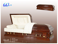 Ataúdes Funerarios de Alta Gama para Adultos, Estilo Americano, Interior de Terciopelo Color Marfil, Ataúdes de Madera de Álamo Macizo para Funeral