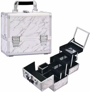 Boîte à maquillage portable en aluminium avec miroir, grande capacité, étanche, pour rangement <span class=keywords><strong>de</strong></span> cosmétiques et <span class=keywords><strong>de</strong></span> matériel <span class=keywords><strong>de</strong></span> nail art, vente en gros - Product Image 1