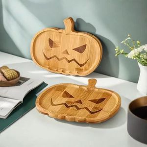 Bandeja de madera con forma de calabaza, decoración de Halloween, plato para servir comida, café, té, vajilla para fiestas - Product Image 1