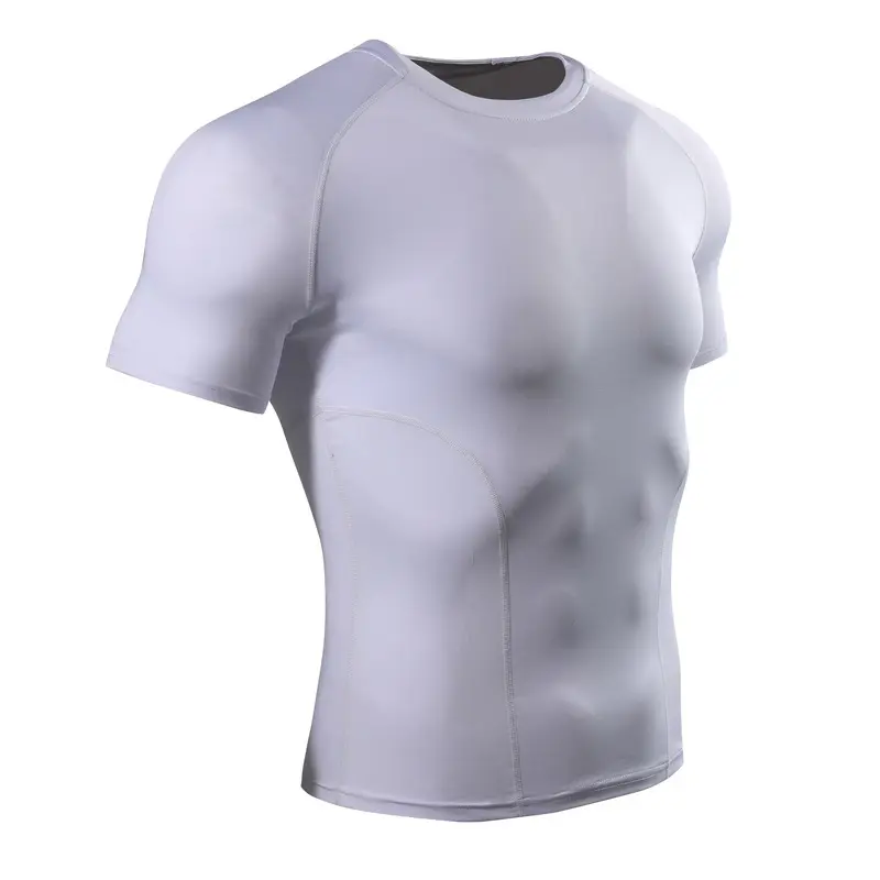 Camiseta de compressão para homens, camiseta de compressão masculina de manga curta justa para treino atlético