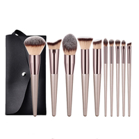 FYD Logo personnalisé 10pc 14 pc Marque privée Champaign Or Pinceaux de maquillage Ensemble d'outils de pinceaux de maquillage de haute qualité avec sac