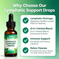 Mélange d'herbes 8 en 1, gouttes de drainage lymphatique, complément liquide, détoxification immunitaire, nettoyage, emballage personnalisé OEM ODM