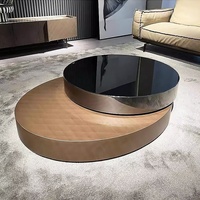 Table basse de style français à rotation circulaire simple et luxueuse Table basse esthétique Ensemble en acier inoxydable