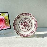 Service de table en céramique rouge à motifs floraux vintage, assiettes et bols en porcelaine à motif de roses rétro pour la décoration de table