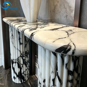 Table console en marbre Calacatta Viola, table console moderne pour <span class=keywords><strong>entrée</strong></span>, table console de luxe avec plateau en marbre Arabescato, piliers cannelés - Product Image 2