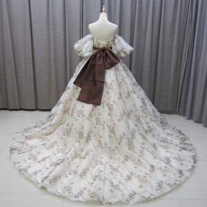 Robe de soirée dos nu pour femme, imprimé floral, manches détachables, robe de bal pour anniversaire, Mz0004 - Product Image 2