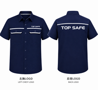 Chemise de travail unisexe à manches courtes avec bande réfléchissante, respirante, en polyester, double poche poitrine, boutonnée, pour l'industrie et l'usine