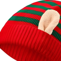 Bonnet d'elfe de Noël en acrylique tricoté rayé chaud avec pompon et oreilles, idéal pour les fêtes, les cadeaux, les vacances d'hiver, pour femmes, hommes, enfants, cosplay et famille