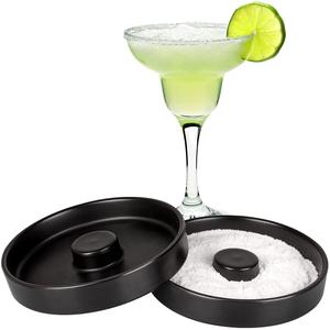 Lot de 2 accessoires de bar écologiques en céramique noire pour cocktails avec motif végétal sur verre à sucre Rimmer - Product Image 4