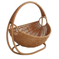 Panier à fruits créatif moderne et minimaliste, design tressé style rotin avec poignée, pour salon, entrée, rangement de luxe, panier à collations et bonbons
