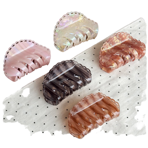 Fermagli per <span class=keywords><strong>Capelli</strong></span> in Acetato Coreano Ecologici ed Eleganti, Motivo Geometrico a Linee, Fermacoda per Chignon da Donna - Product Image 1