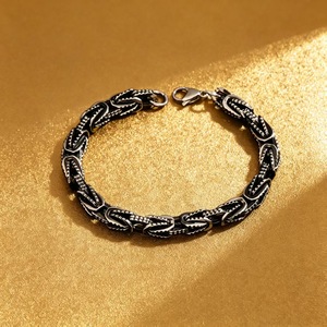 <span class=keywords><strong>Bracelet</strong></span> chaîne byzantine noire en gros pour hommes, en acier inoxydable, maillons carrés, <span class=keywords><strong>style</strong></span> hip-hop, vintage, bijoux de luxe tendance - Product Image 1