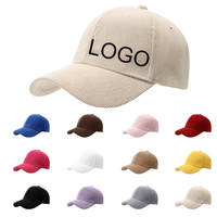 Gorro de Béisbol de Pana de Lujo de 6 Paneles, Logotipo Personalizado, Bordado 3D, Alta Calidad, 100% Algodón, Gorra de Béisbol Personalizada para las Cuatro Estaciones