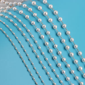 14k सोने से भरी केबल चेन चेन 2-7 मिमी सफेद गोल पानी के ताजा मोती के लिए ताजा मोती - Product Image 6