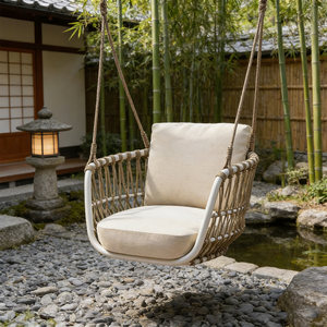 Fauteuil suspendu de balcon nordique, <span class=keywords><strong>hamac</strong></span> en corde tissée à la main, chaise suspendue pour jardin extérieur, villa, salon - Product Image 2