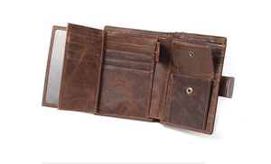 Hakiki deri çılgın at kahverengi ince Bifold RFID blok kimlik pencere 10 kartları erkekler hava etiketi cüzdan - Product Image 6