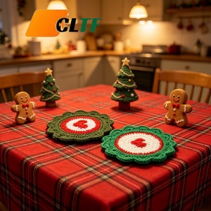 Posavasos de Ganchillo Hecho a Mano con Hilo Navideño, Resistente al Calor, para Mesa de Navidad, Decoración del Hogar, Decoración Festiva - Product Image 1