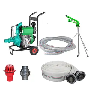 Bomba de irrigação portátil diesel de alto fluxo, fácil operação, sistema de irrigação agrícola com pistola de chuva, ideal para uso em vendas