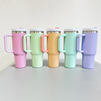 Gobelet à sublimation vierge de couleurs pastel 40 oz H2.0 tasse à café de voyage 40 oz gobelet à poignée sport avec lis et paille