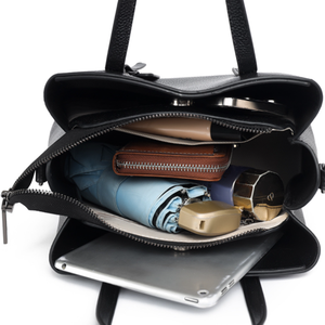 Beige PU Leather Tote Bag <b>Large</b> Capacity Shoulder Handbag Crossbody Messenger <b>Purse</b> for Daily Commuting - Product Image 4