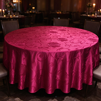 Nappe ronde en jacquard de luxe, linge de table élégant en satin pour hôtel, mariage, banquet et décoration de fête