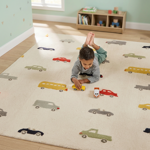 Modern Novelty Car Pattern Kids Area <b>Rug</b> Rectangle Tufted Wool Acrylic Non-Slip Medium Pile for <b>Nursery</b> Room - Product Image 3