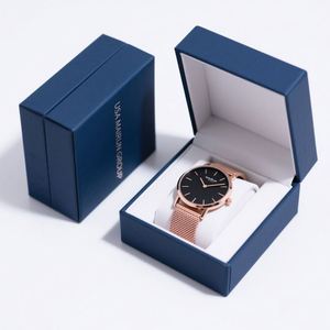 Caja de Regalo Rígida de Dos Piezas para Reloj, Negra Mate, de Cartón con Materiales Reciclados, Tapa Personalizada con Laminado Mate, Suministro de Fábrica - Product Image 2